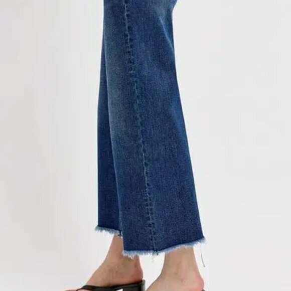 RISEN Raw Hem Wide Leg Attached Buckle Jeans - Picture 2 of 3